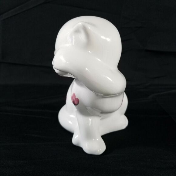 ELPA Alcobaca Porcelain White Cat Painted Flowers Blue Eye Portugal Paw on Eye - Picture 3 of 11